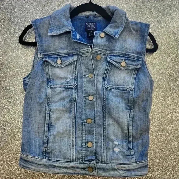 GUESS JEAN VEST SIZE SMALL - Picture 1 of 4